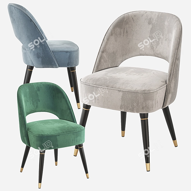 Collins Velvet Dining Chair: Green, Grey, Blue 3D model image 6
