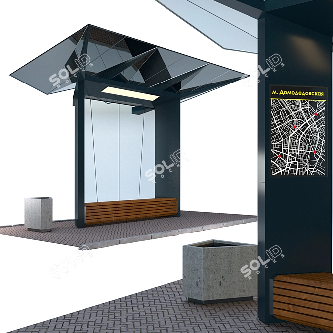 Compact Bus Stop Shelter 3D model image 1