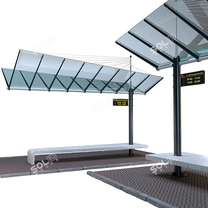 Modern Bus Stop Shelter 3D model image 1