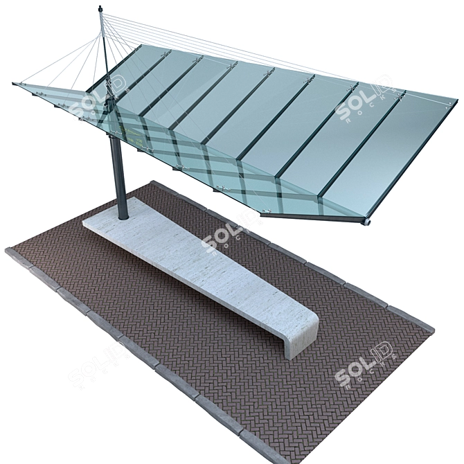 Modern Bus Stop Shelter 3D model image 2