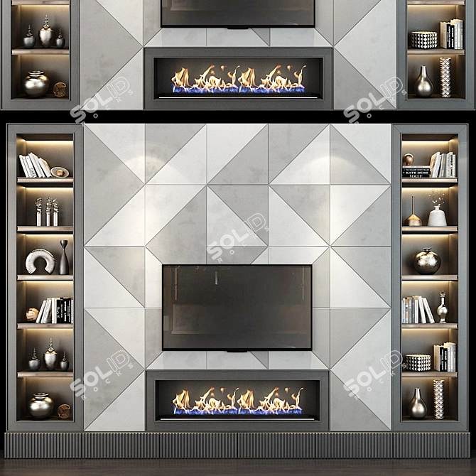 Stylish TV Shelf Storage 3D model image 1