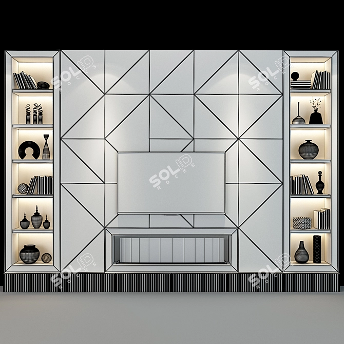 Stylish TV Shelf Storage 3D model image 3