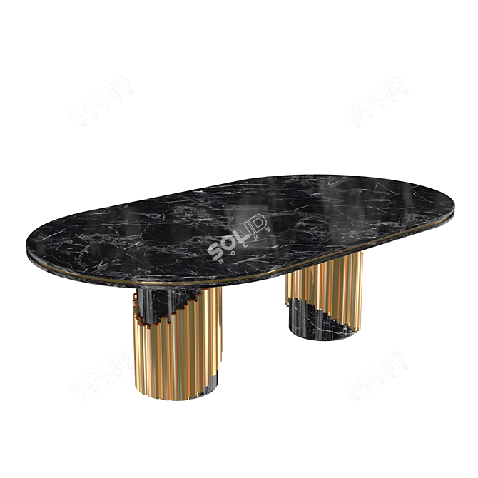 Elegant Littus Oval Dining Table 3D model image 2