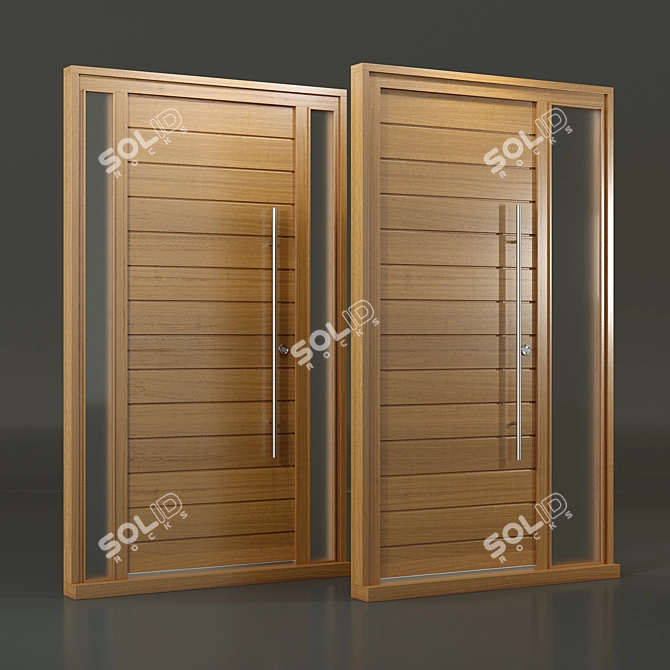 Iroko Wood Door: Exquisite and Durable 3D model image 1