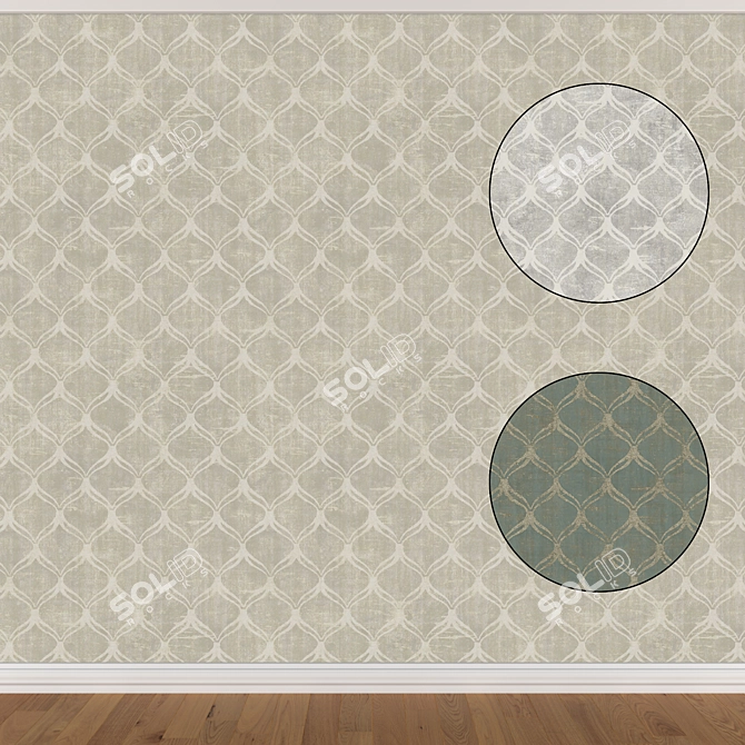 Title: Seamless Wallpaper Set in 3 Colors 3D model image 1