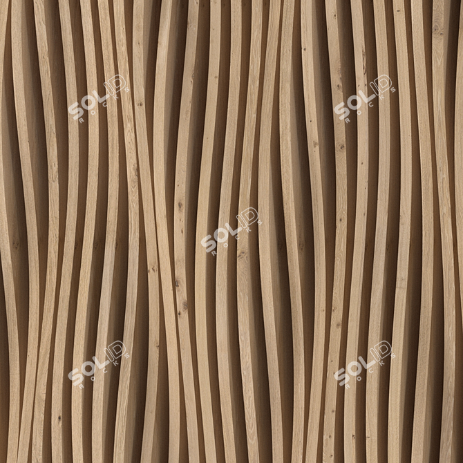 Elegant Wooden Wall Panel 3D model image 1