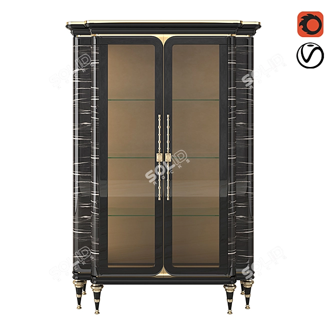 Luxury Black Wood Showcase 3D model image 2