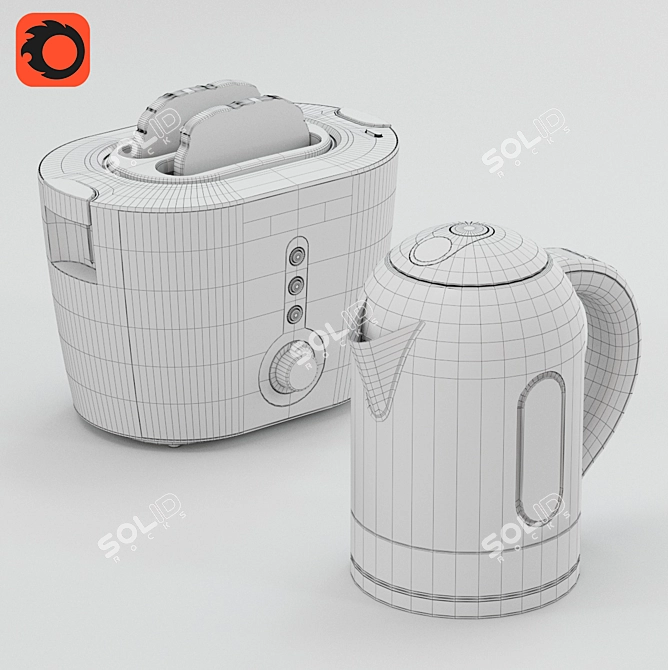 Philips Toaster + Tefal Kettle: Perfect Kitchen Combo 3D model image 3