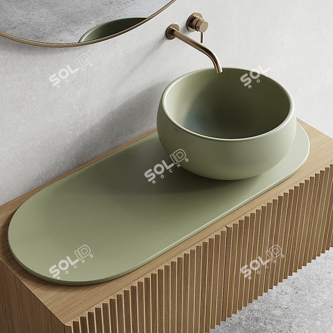 Ceramica Cielo Delfo Set 2: Stylish Vanity Unit, Washbasin, and Mirror 3D model image 2