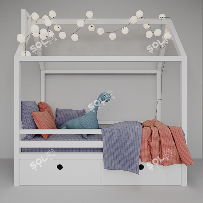 Dream-Box White Divan: Stylish Children's Bed 3D model image 1