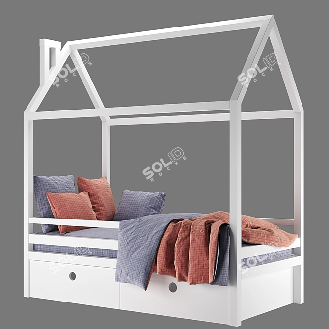 Dream-Box White Divan: Stylish Children's Bed 3D model image 4