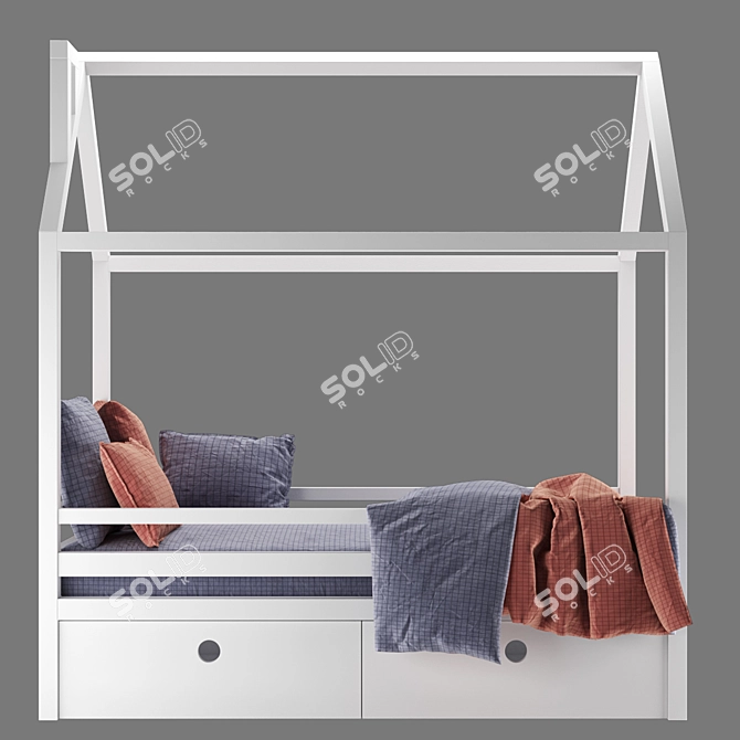 Dream-Box White Divan: Stylish Children's Bed 3D model image 5