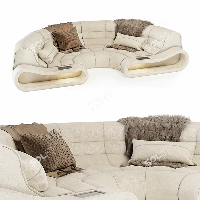 Elegant Semicircle Dreams Sofa 3D model image 1