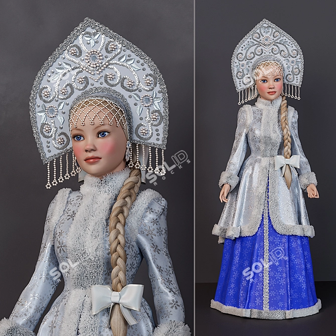 Snow Maiden Doll: 50cm Height 3D model image 1