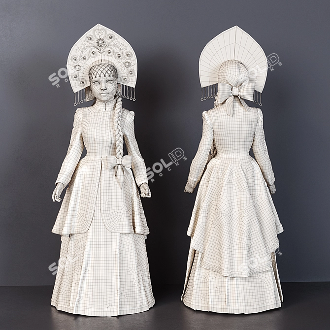 Snow Maiden Doll: 50cm Height 3D model image 3