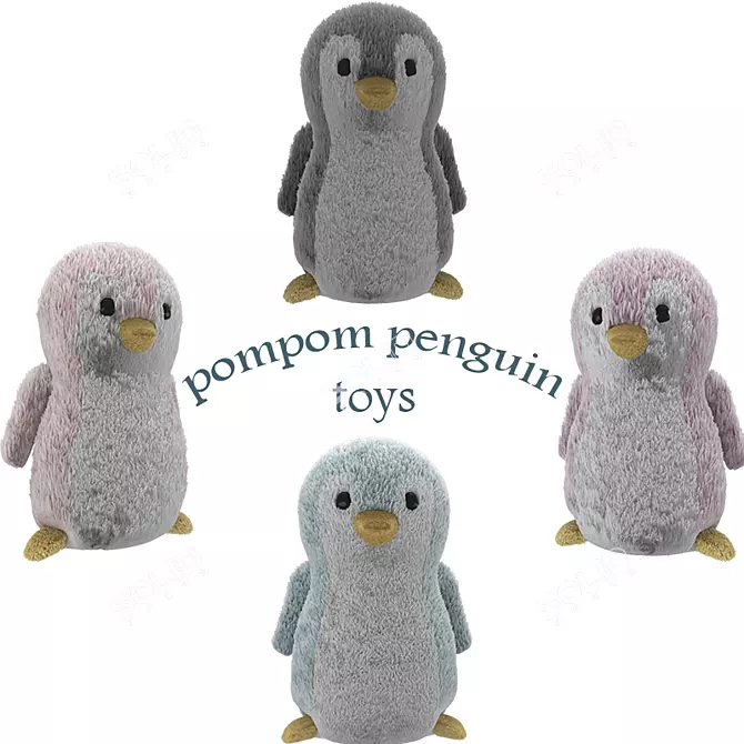 Adorable Pompom Penguin Toy 3D model image 1