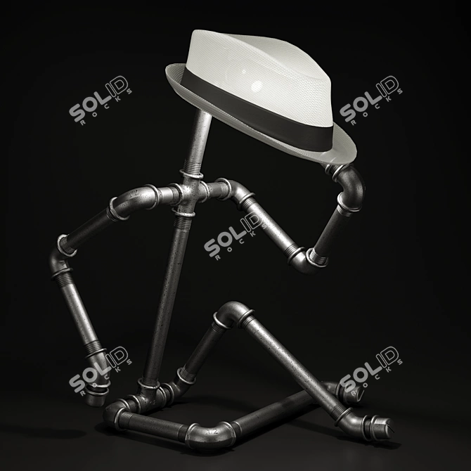 Industrial Pipe Table Lamp 3D model image 5