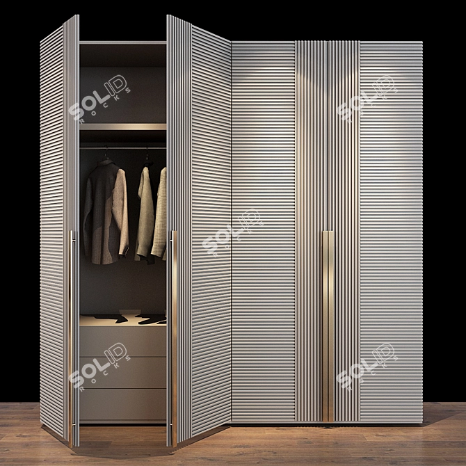 Russian Style Wooden Cabinet 3D model image 1