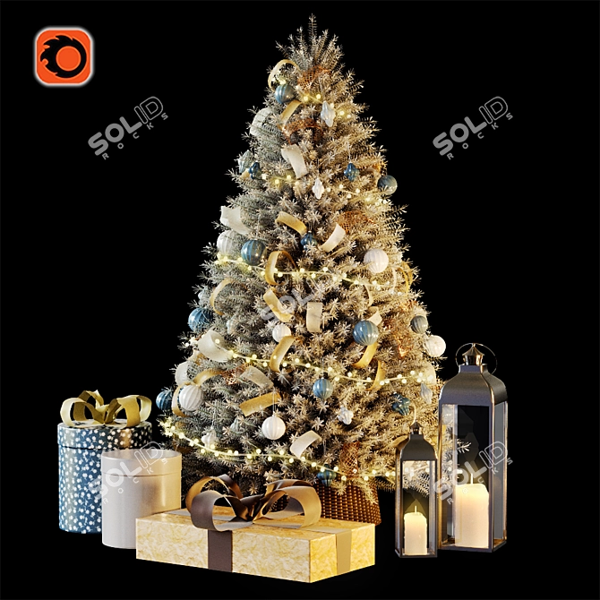 Festive Holiday Tree Décor 3D model image 1