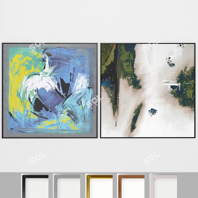 Modern Art Frames: Black, Gray, Gold, Wood, White 3D model image 4