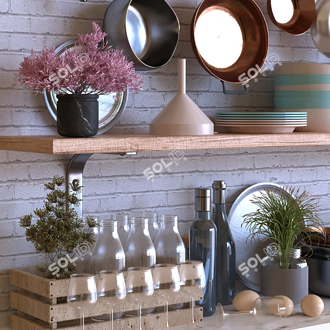 Elegant Kitchen Decor Set 3D model image 2