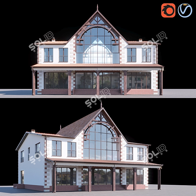 Elegant Two-Storey Home 3D model image 1