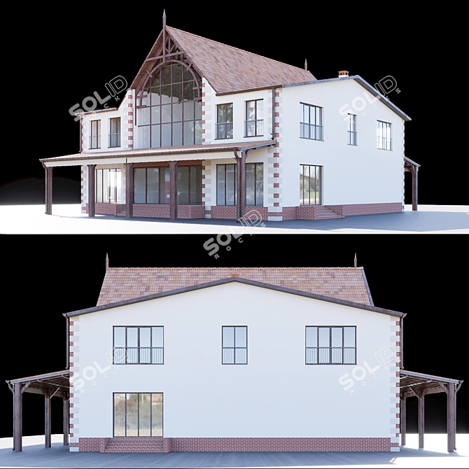 Elegant Two-Storey Home 3D model image 3