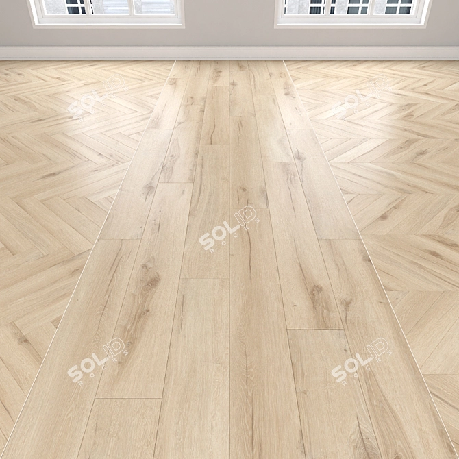 Oak Parquet: Herringbone, Linear & Chevron 3D model image 1