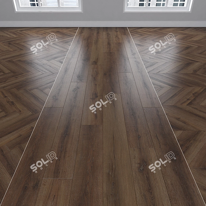 Three Types of Parquet Oak: Herringbone, Linear, Chevron 3D model image 1