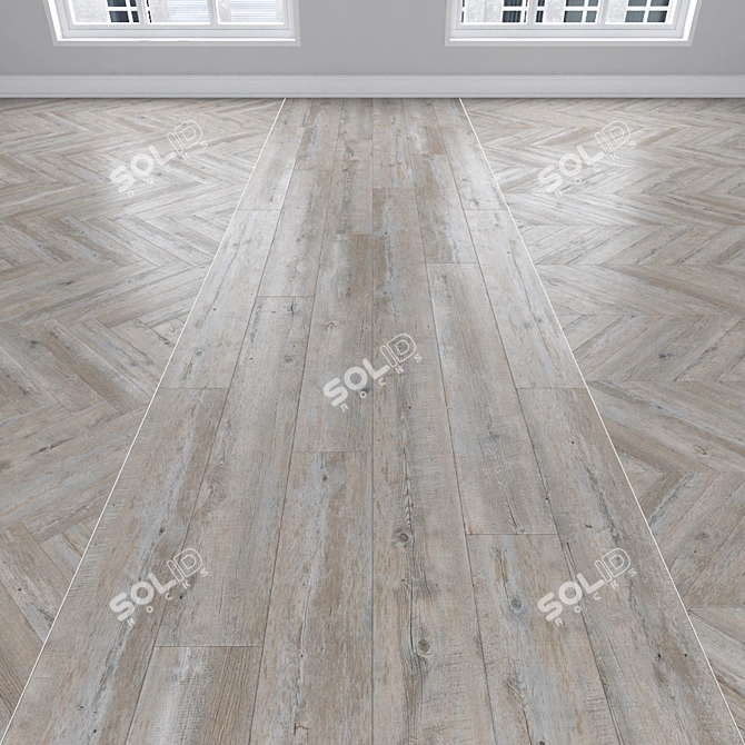 Elegant Parquet Oak Flooring 3D model image 1