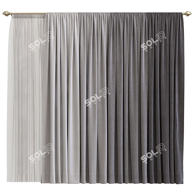 Premium Curtain 754: Superior Design 3D model image 1
