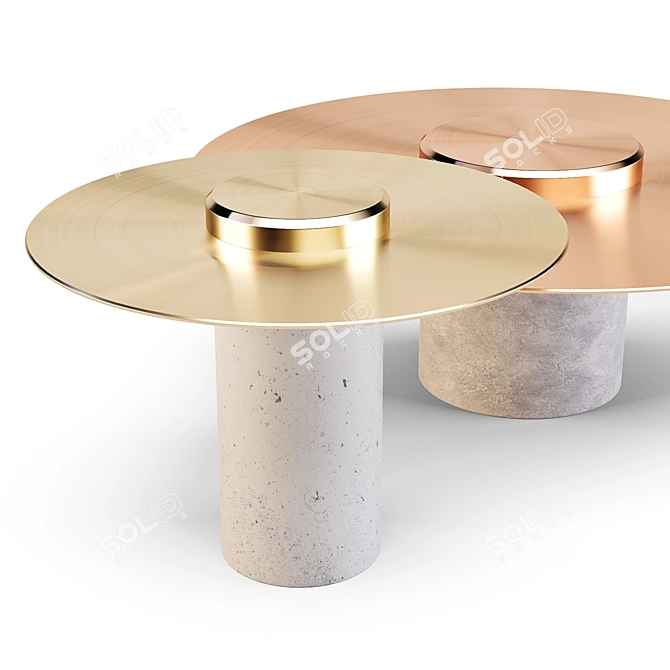 Roche Bobois Canotier: Ambre Aluminum and Concrete Coffee & Side Tables 3D model image 2