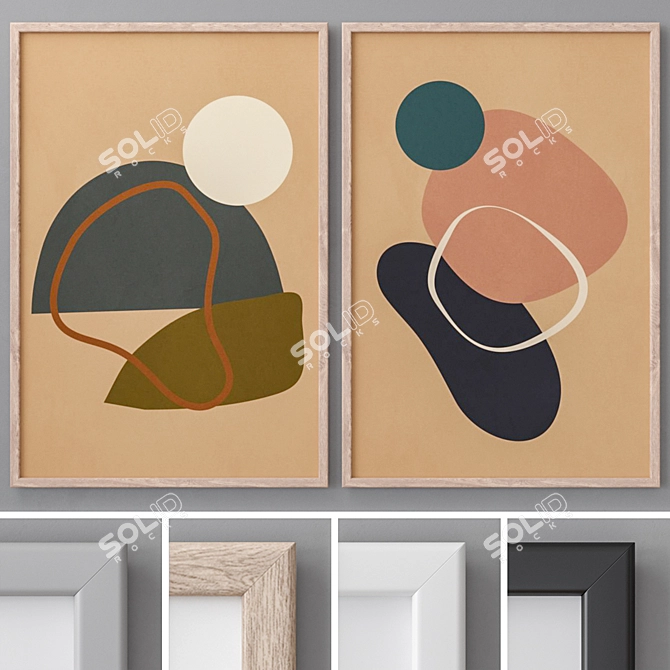 Abstract Modern Paintings, Set of 4 3D model image 1