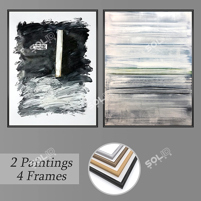 Abstract Wall Art Set with Multiple Frame Options 3D model image 1