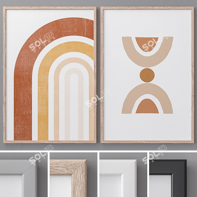 Title: Modern Abstract Photo Frames Set 3D model image 1