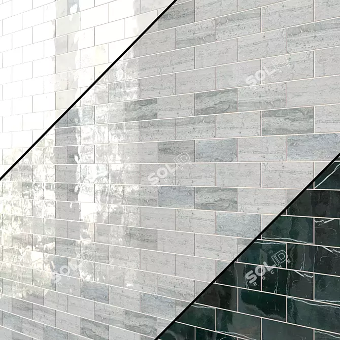 Ferrara Mosaic Tiles: Argento, Bianco, Nero 3D model image 1