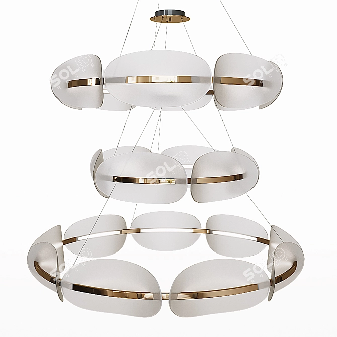 Sleek LED Pendant with Curved Shades: Lampatron Kearney 3D model image 1