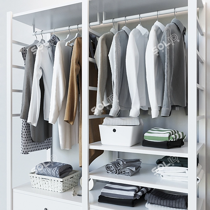 Versatile White Shelving Unit: ELVARLI 3D model image 2