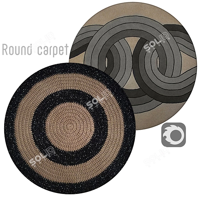 Elegant Round Interior Carpet 3D model image 1