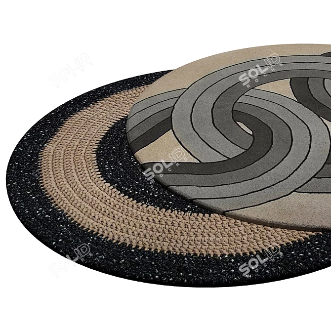 Elegant Round Interior Carpet 3D model image 2