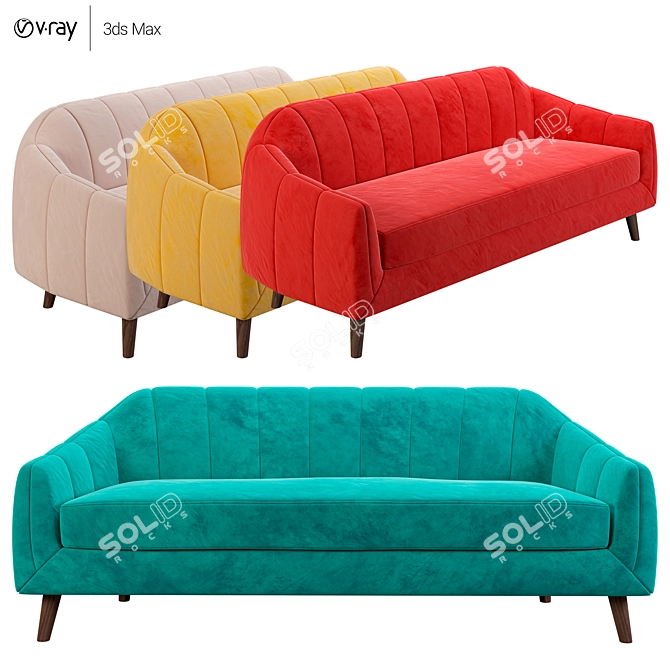 Elegant MyFurnish Jasmine Sofa 3D model image 2