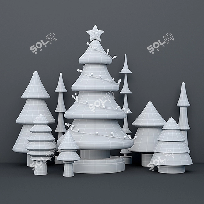 Festive Christmas Tree Decoration 3D model image 2