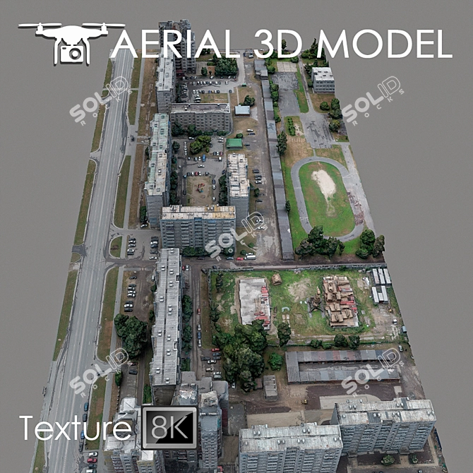 Urban Landscape Drone Scan 3D model image 1