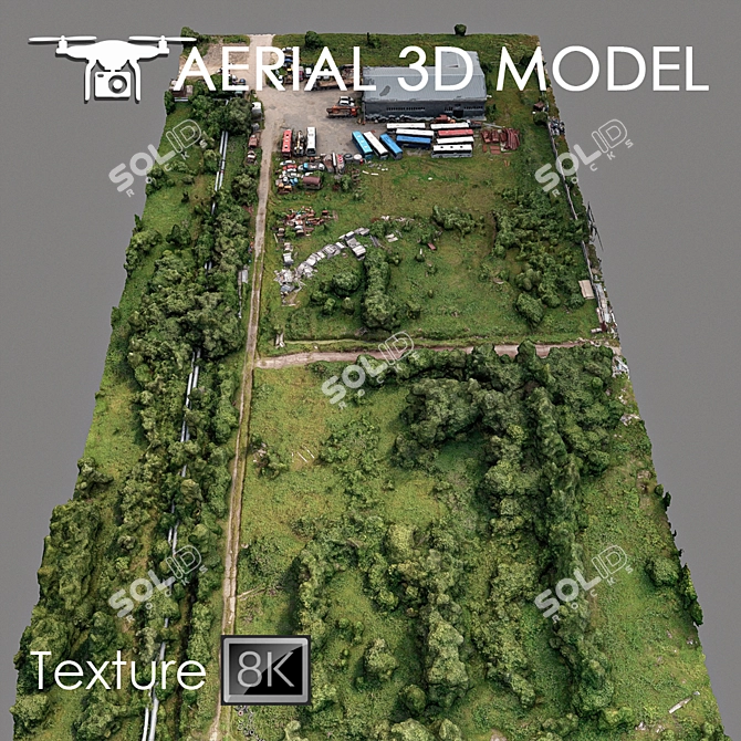 Aerial Landscape Scan: Industrial Zone 3D model image 1