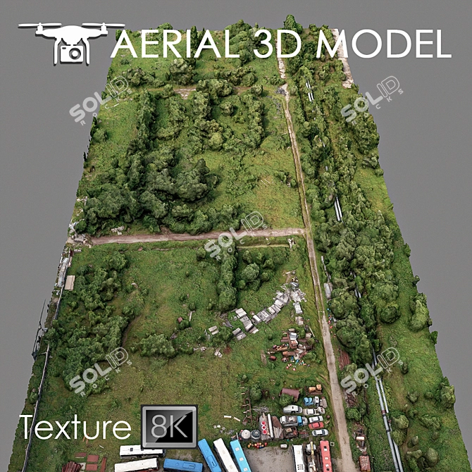 Aerial Landscape Scan: Industrial Zone 3D model image 2