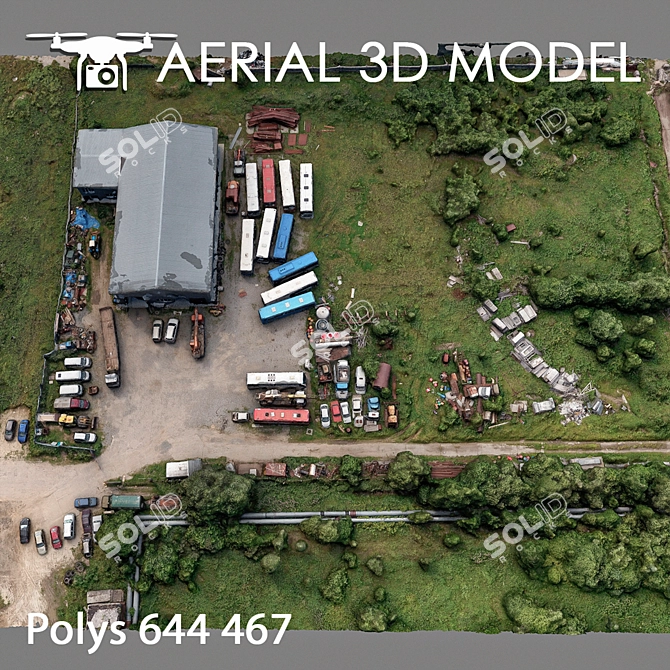 Aerial Landscape Scan: Industrial Zone 3D model image 3