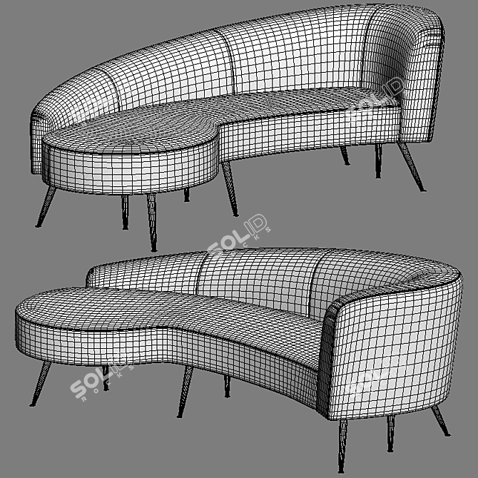 Elegant Evangeline Velvet Parisian Sofa 3D model image 4