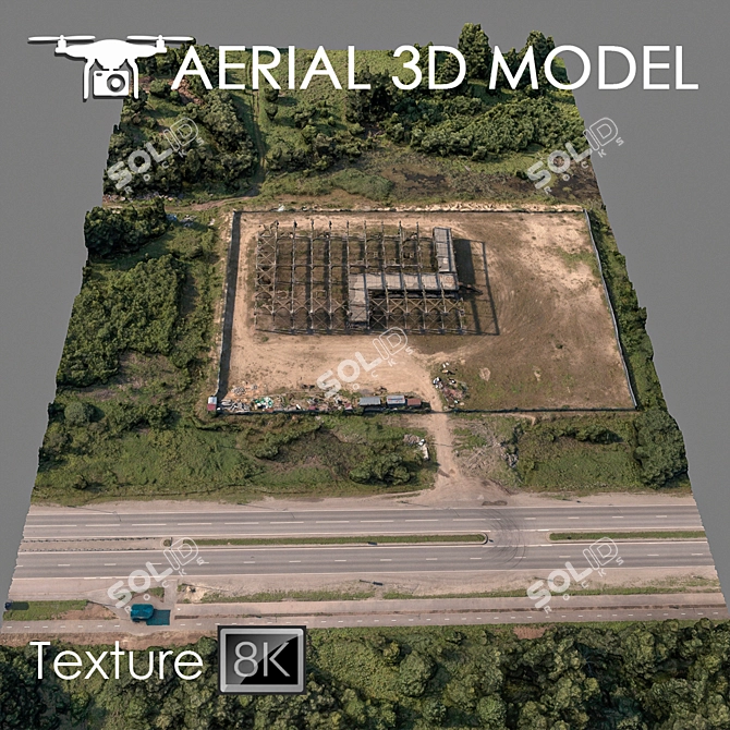 Aerial Landscape Model: Industrial Zone 79 3D model image 1