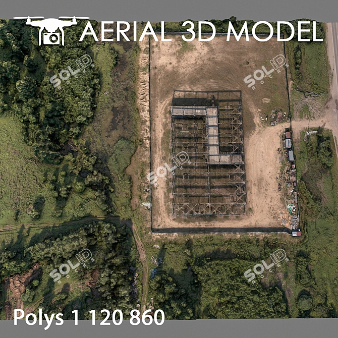 Aerial Landscape Model: Industrial Zone 79 3D model image 3