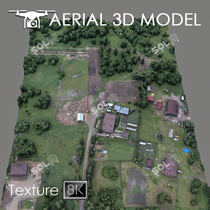 High-quality Aerial 3D Terrain 3D model image 1